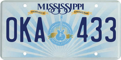 MS license plate OKA433