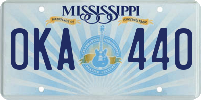 MS license plate OKA440