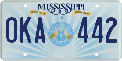 MS license plate OKA442