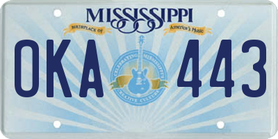 MS license plate OKA443