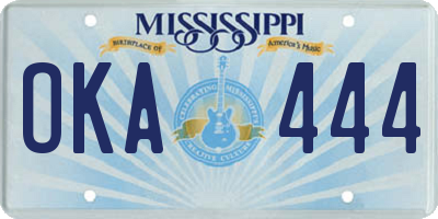 MS license plate OKA444
