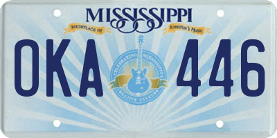 MS license plate OKA446