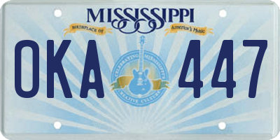 MS license plate OKA447