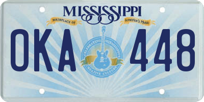 MS license plate OKA448