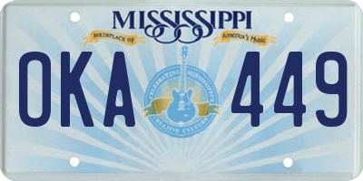 MS license plate OKA449