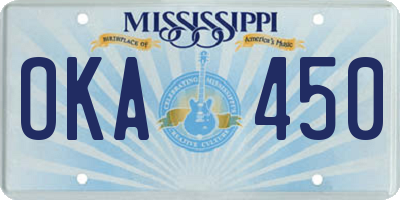 MS license plate OKA450