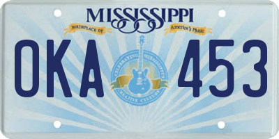 MS license plate OKA453