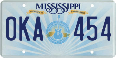 MS license plate OKA454
