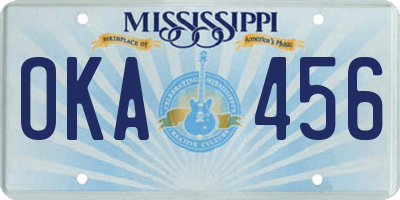 MS license plate OKA456