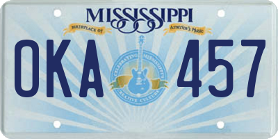 MS license plate OKA457