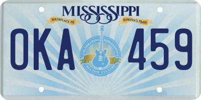 MS license plate OKA459