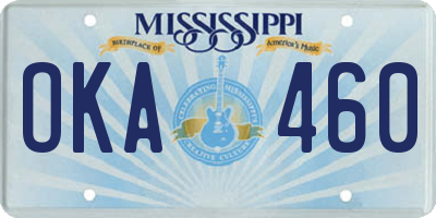 MS license plate OKA460
