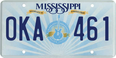 MS license plate OKA461