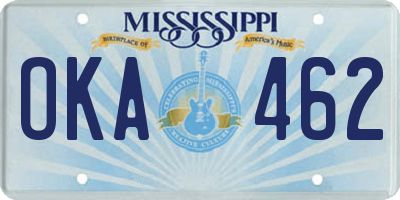 MS license plate OKA462