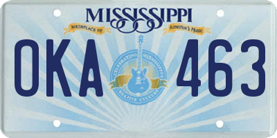 MS license plate OKA463