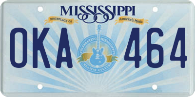 MS license plate OKA464