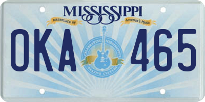 MS license plate OKA465