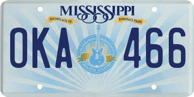 MS license plate OKA466