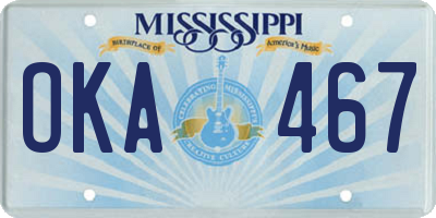 MS license plate OKA467