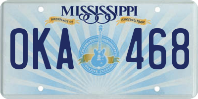 MS license plate OKA468