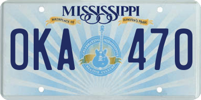MS license plate OKA470
