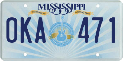 MS license plate OKA471