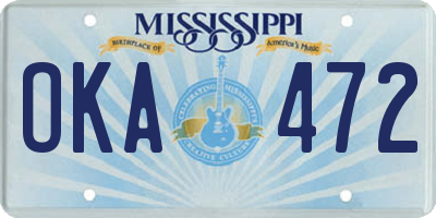 MS license plate OKA472