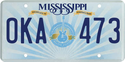 MS license plate OKA473