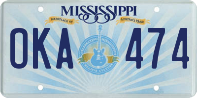 MS license plate OKA474