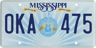 MS license plate OKA475