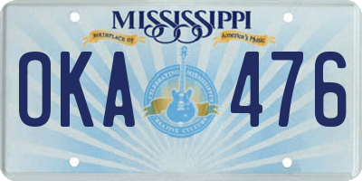 MS license plate OKA476