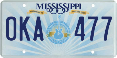 MS license plate OKA477