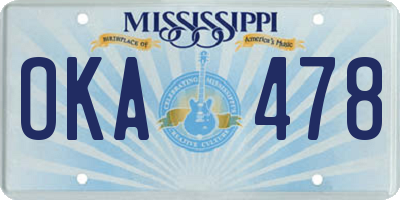 MS license plate OKA478