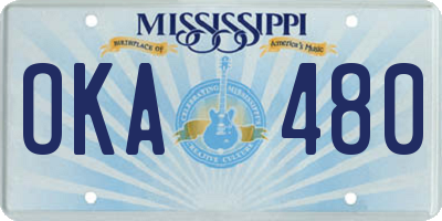 MS license plate OKA480