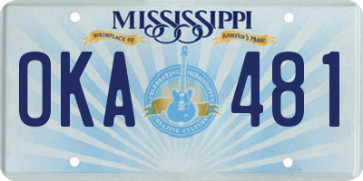 MS license plate OKA481