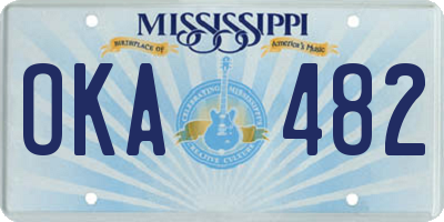 MS license plate OKA482