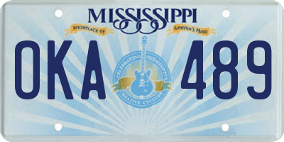 MS license plate OKA489