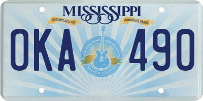 MS license plate OKA490