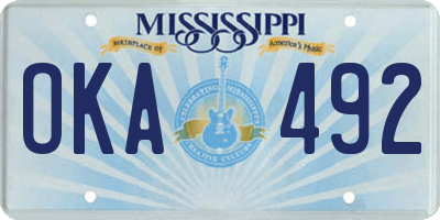 MS license plate OKA492