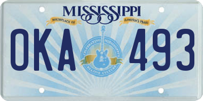 MS license plate OKA493