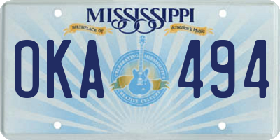 MS license plate OKA494