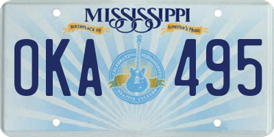 MS license plate OKA495