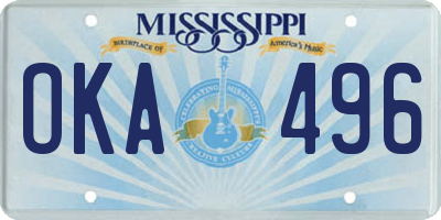 MS license plate OKA496