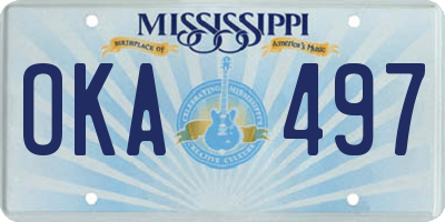 MS license plate OKA497