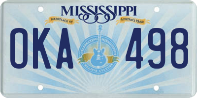 MS license plate OKA498