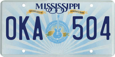 MS license plate OKA504