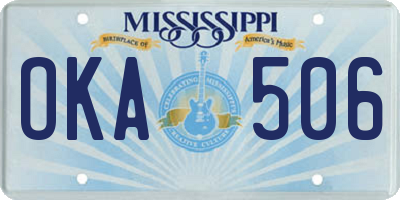 MS license plate OKA506