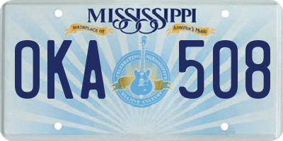 MS license plate OKA508