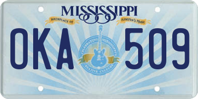 MS license plate OKA509