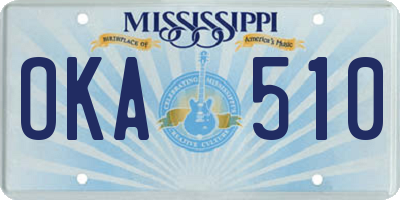 MS license plate OKA510